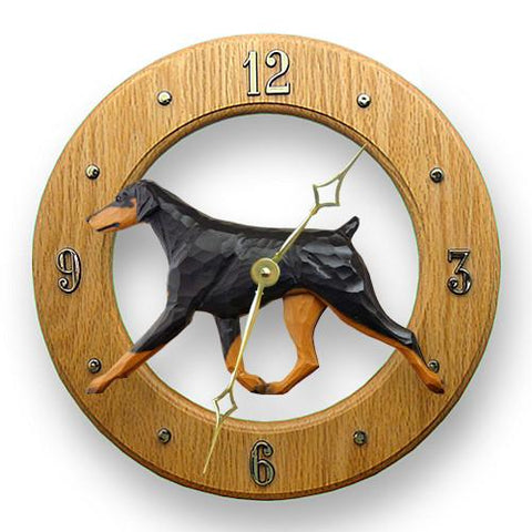 Doberman (Natural) Wall Clock - Michael Park, Woodcarver