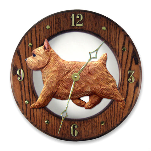 Norwich Terrier Wall Clock - Michael Park, Woodcarver