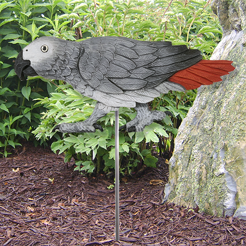 African Grey Parrot (Congo) Garden Stake