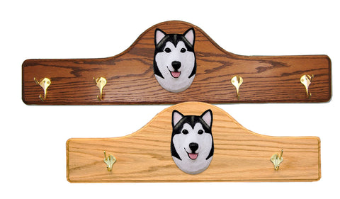 Alaskan Malamute Coat Rack - Solid Oak