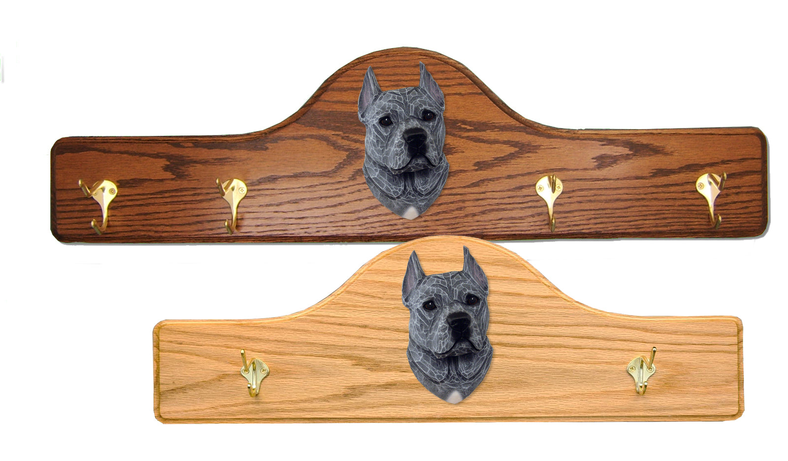 American Staffordshire Terrier Coat Rack - Solid Oak