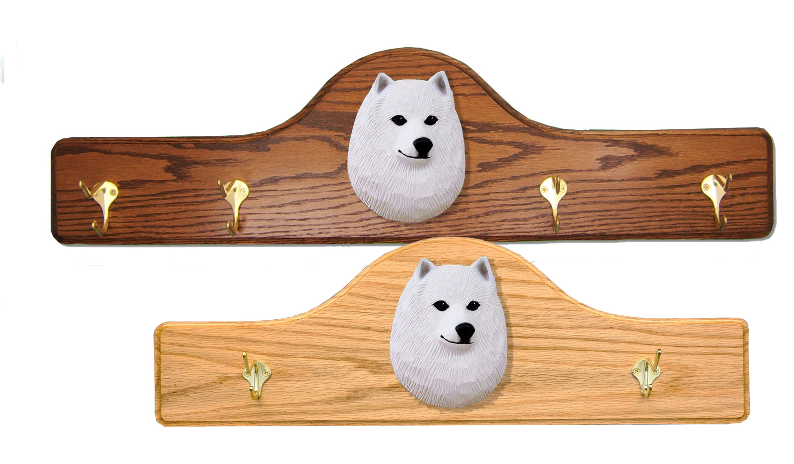 American Eskimo Dog Coat Rack - Solid Oak