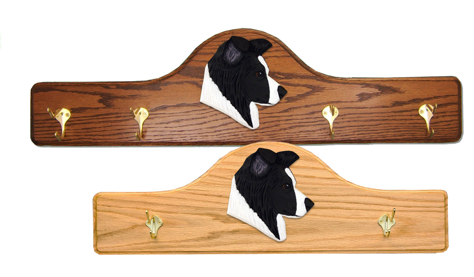 Border Collie Coat Rack - Solid Oak