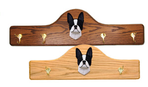 Boston Terrier Coat Rack - Solid Oak