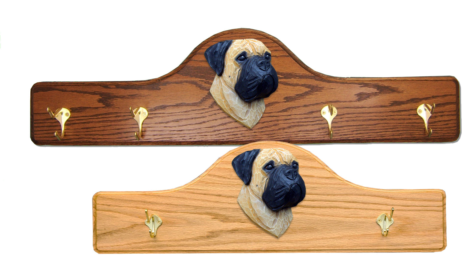 Bullmastiff Coat Rack - Solid Oak