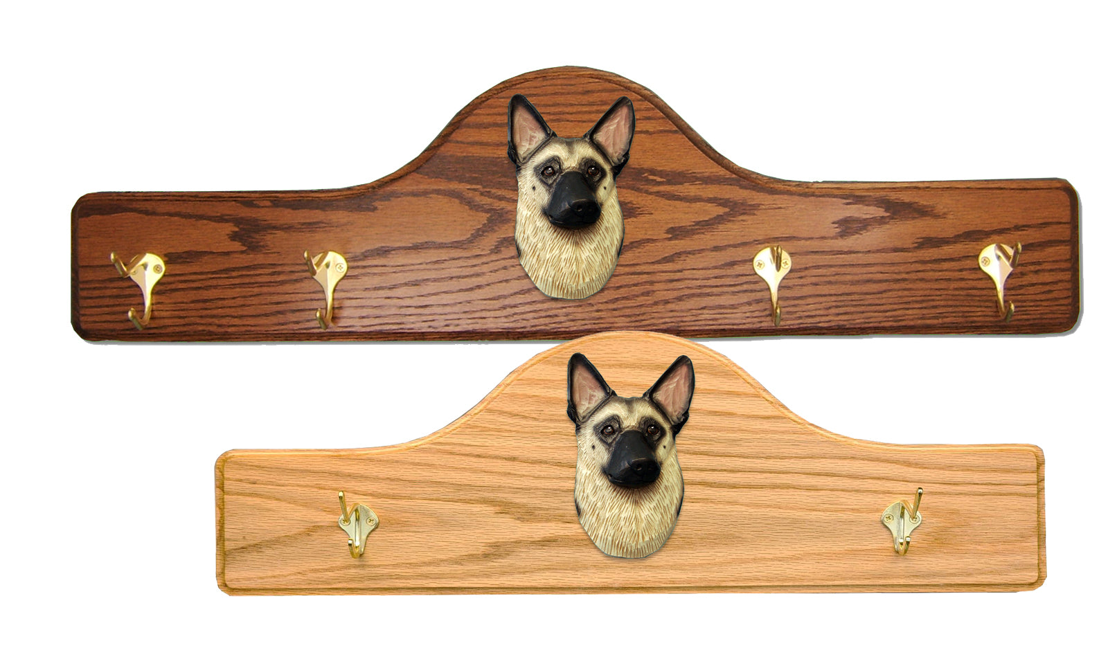 German Shepherd Coat Rack - Solid Oak