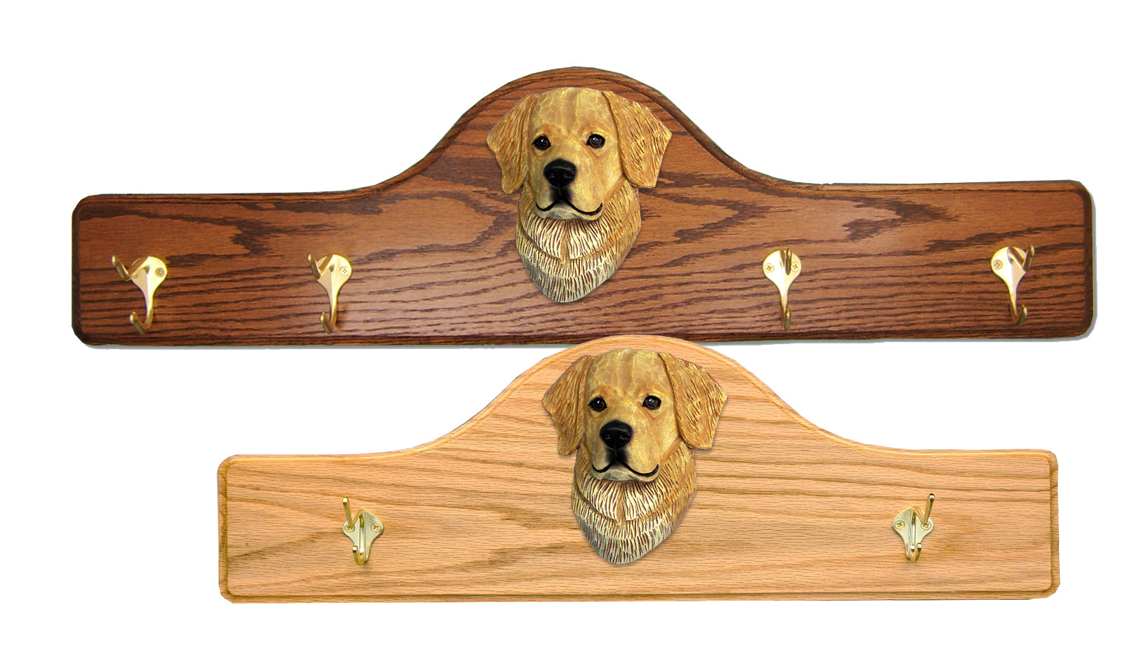 Golden Retriever Coat Rack - Solid Oak