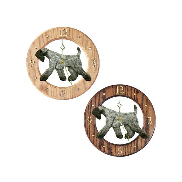 Kerry Blue Terrier Oak Wall Clock - Choice of Light or Dark Oak - Michael Park, Woodcarver