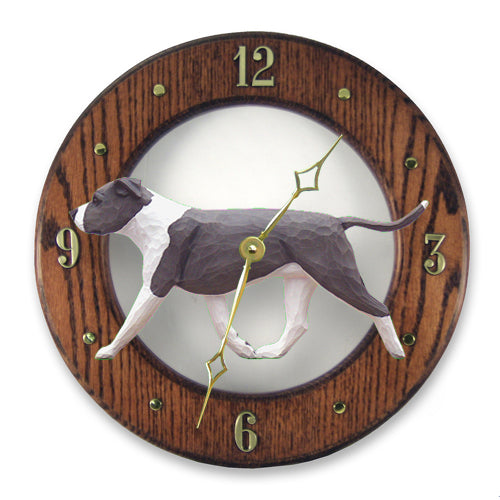 American Staffordshire Terrier (Natural) Wall Clock - Michael Park, Woodcarver