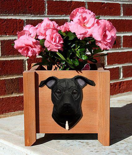 American Staffordshire Terrier (Natural) Planter Box - Michael Park, Woodcarver