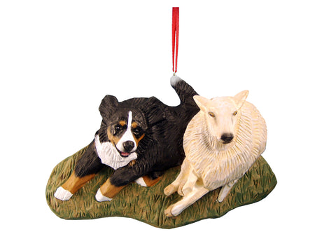 Bernese Mt. Dog Herding Sheep Ornament