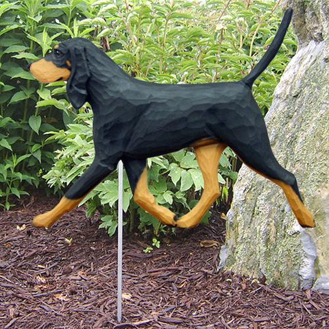 Black & Tan Coonhound Garden Stake - Michael Park, Woodcarver