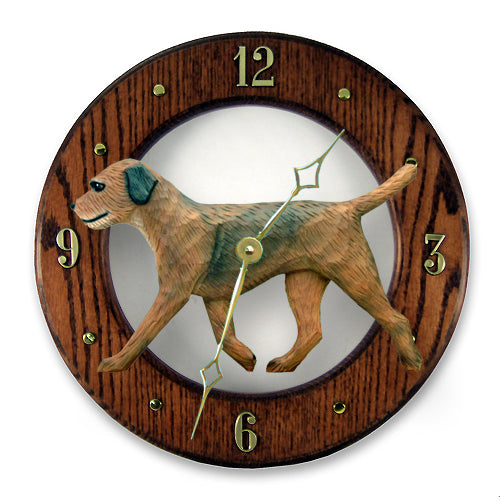 Border Terrier Wall Clock - Michael Park, Woodcarver