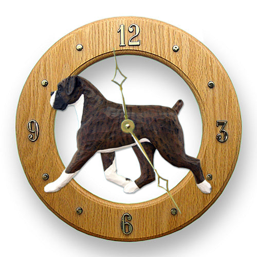 Boxer (Natural) Dog Wall Clock - Michael Park, Woodcarver