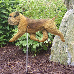 Brussels Griffon (Natural) Garden Stake - Michael Park, Woodcarver