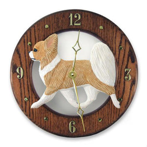 Chihuahua (Longhaired) Wall Clock - Michael Park, Woodcarver