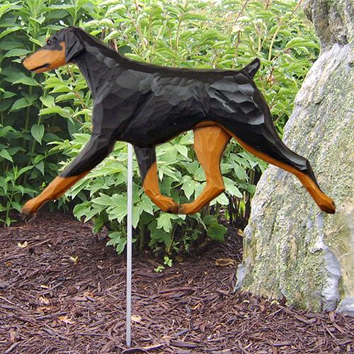 Doberman (Natural) Garden Stake – Michael Park, Woodcarver