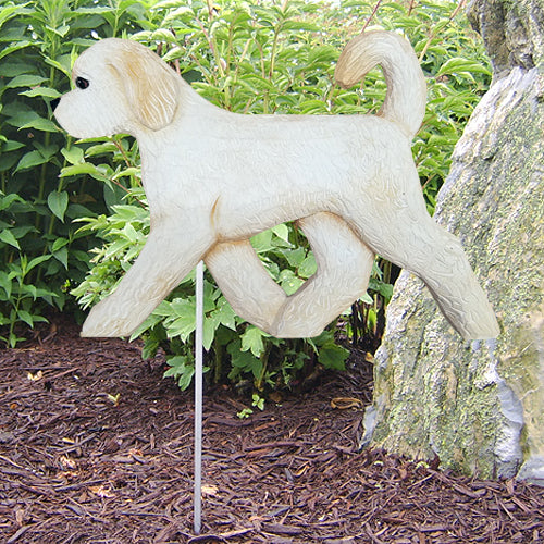 Carved newest wood labradoodle or golden doodle with wings ,for home or garden or memorial