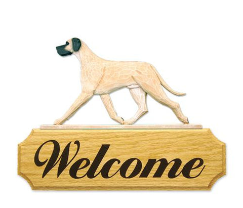 Great Dane (Natural) DIG Welcome Sign