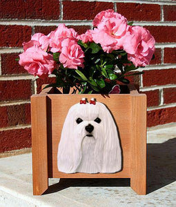Maltese Dog Planter Box - Michael Park, Woodcarver