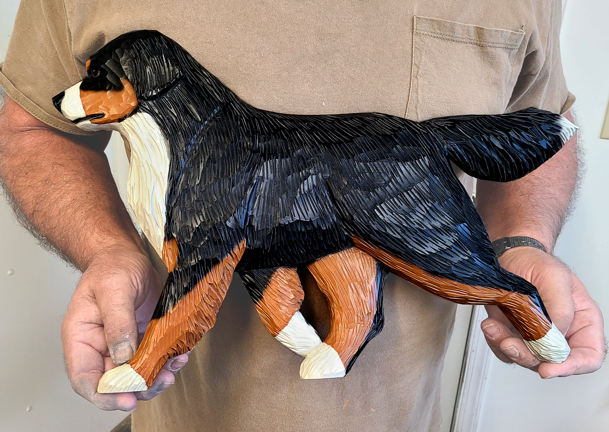 Large Handcarved Bernese Mountain Dog Wall Hanging Michael Park